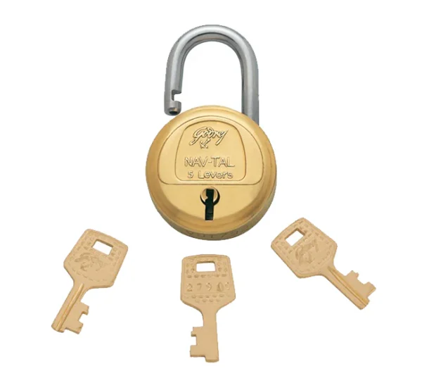 Godrej - Navtal 5 Levers Brass Padlock With 3 Keys
