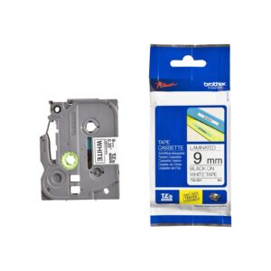 Brother - TZe-221 - Black ON White Laminated Tapes - 9mm x 8Mtrs